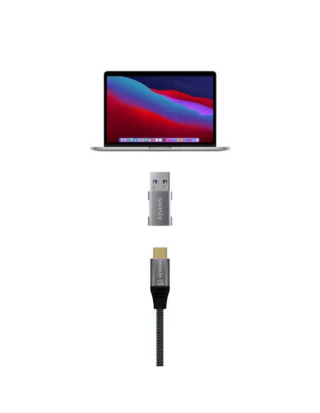 AISENS Mini Adaptador USB 3.2 GEN2 10G 3A, Tipo USB-C H-A M, Gris