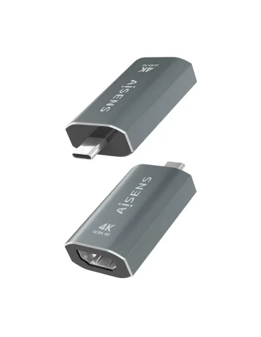 AISENS Adaptador Conversor Aluminio USB-C a HDMU 4K@60Hz, USB-C M-HDMI H, Gris