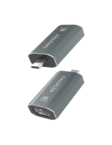 AISENS Adaptador Conversor Aluminio USB-C a HDMU 4K@60Hz, USB-C M-HDMI H, Gris