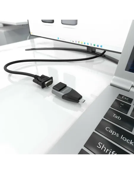 AISENS Adaptador Conversor Aluminio USB-C a VGA, USB-C M-HDB15 H, Gris