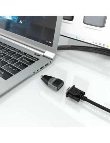 AISENS Adaptador Conversor Aluminio USB-C a VGA, USB-C M-HDB15 H, Gris