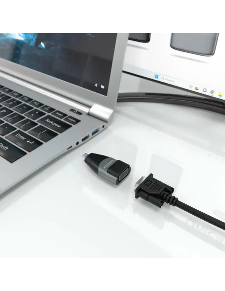 AISENS Adaptador Conversor Aluminio USB-C a VGA, USB-C M-HDB15 H, Gris