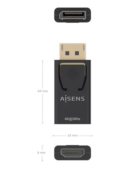 AISENS Conversor Displayport A HDMI 4K@30Hz, DP M-HDMI H, Negro