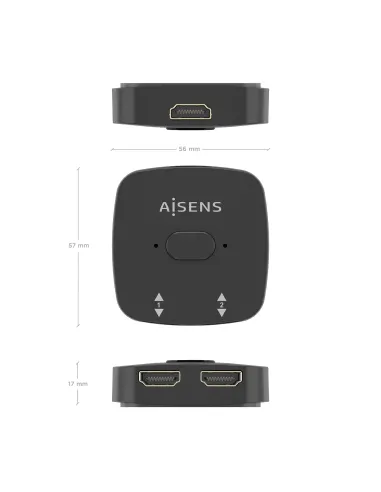 AISENS HDMI Conmutador Switch 4K@60Hz 2x1, Negro