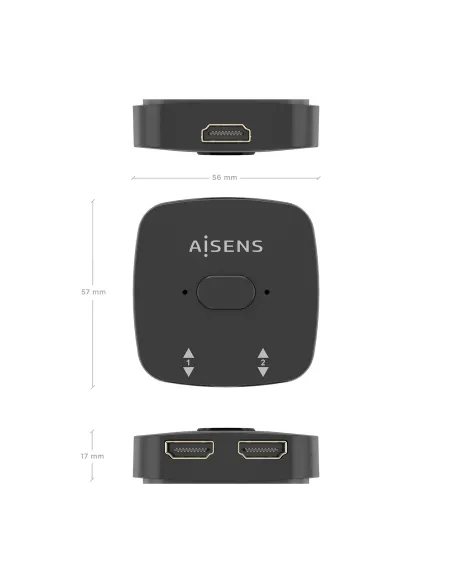 AISENS HDMI Conmutador Switch 4K@60Hz 2x1, Negro