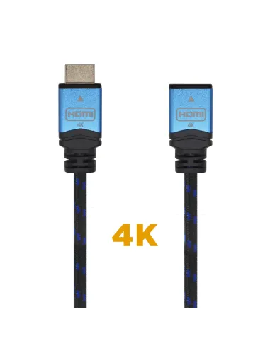 AISENS Cable HDMI V2.0 Prolongador Premium Alta Velocidad   HEC 4K@60Hz 18Gbps, A M-A H, Negro Azul, 3.0m