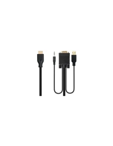 Cable Conversor Nanocable 10.15.4612/ HDMI Macho - VGA Macho/ Jack 3.5 Macho/ USB Macho/ 1.8m/ Negro