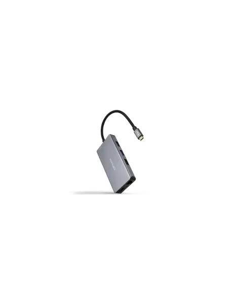 Docking Tipo-C Nanocable 10.16.1009/ 3xUSB/ 2xHDMI 4K/ 1xRJ45/ 1xLector tarjetas/ 1xUSB Tipo-C PD/ Gris