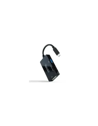 Conversor Nanocable 10.16.4301-ALL/ USB Tipo-C Macho - HDMI Hembra - DVI-I Hembra - VGA Hembra/ 20cm/ Negro