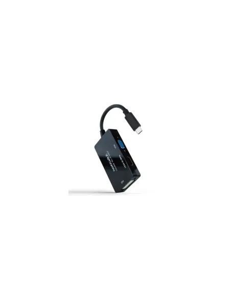 Conversor Nanocable 10.16.4301-ALL/ USB Tipo-C Macho - HDMI Hembra - DVI-I Hembra - VGA Hembra/ 20cm/ Negro