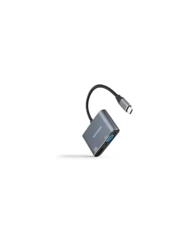 Conversor Nanocable 10.16.4303/ USB Tipo-C Macho/ HDMI Hembra - VGA Hembra/ 15cm/ Gris