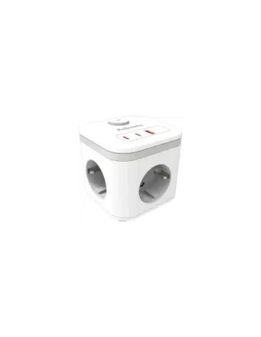 Regleta con Interruptor Fellowes/ 3 Tomas de corriente/ 1 USB - 2 USB Tipo-C/ Cable 2m/ Blanca