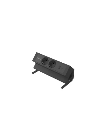 Regleta Sobremesa Fellowes 100137182/ 2 Tomas de corriente/ 1 USB - 1 USB Tipo-C/ Cable 2m/ Negra
