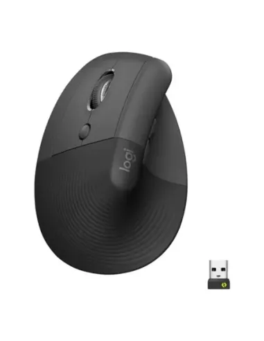 Mouse raton vertical logitech lift for business para zurdos 6 botones 4000 dpi wireless inalambrico grafito