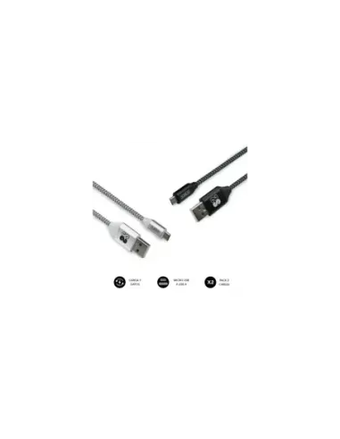 SUBBLIM PACK 2 CABLES USB A MICRO USB (2.4A) 1M BLACK/SILVER