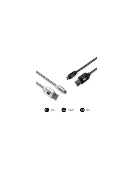 SUBBLIM PACK 2 CABLES USB A MICRO USB (2.4A) 1M BLACK/SILVER