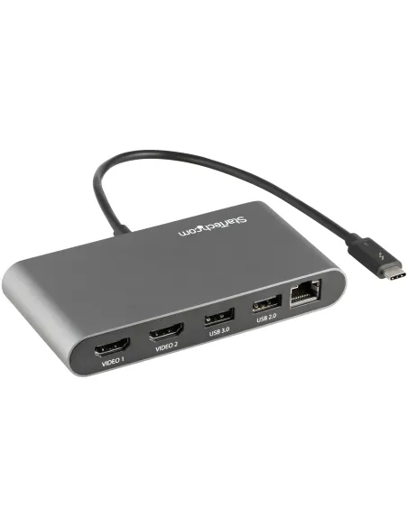 StarTech.com Mini Dock Thunderbolt 3 - Docking Station Portátil para 2 Monitores con HDMI 4K de 60Hz, 2x Hub USB-A (3.0 2.0),