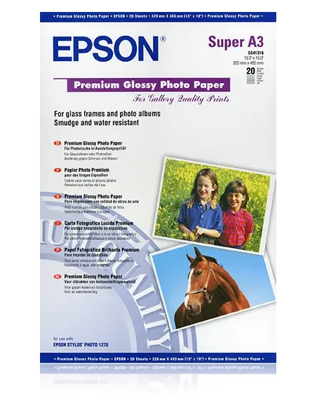 Epson Premium Glossy Photo Paper, DIN A3+, 250 g m², 20 hojas