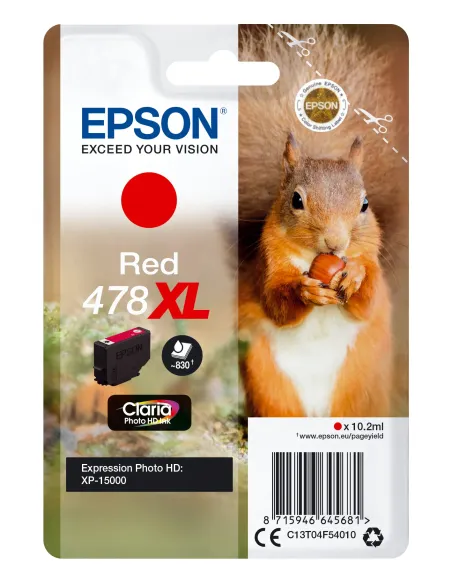 Epson Squirrel Singlepack Red 478XL Claria Photo HD Ink