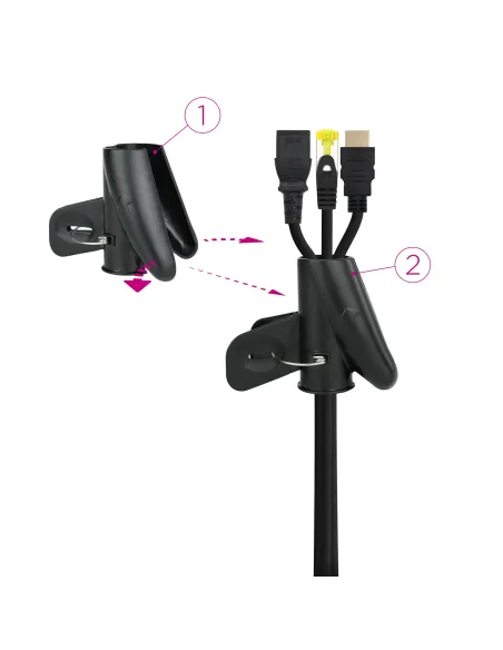 Nanocable Organizador de Cables Flexible 25 mm, Negro, 2 m