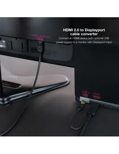 Nanocable Cable Conversor HDMI 2.0 a DisplayPort V1.2, 1.8 m, Negro