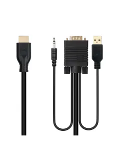 Nanocable Conversor unidireccional VGA M + AUDIO M + USB-A M (para alimentación) a HDMI M, Negro, 1.8m 2