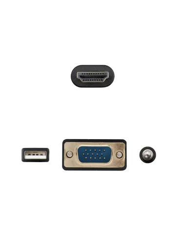 Nanocable Conversor unidireccional VGA M + AUDIO M + USB-A M (para alimentación) a HDMI M, Negro, 1.8m