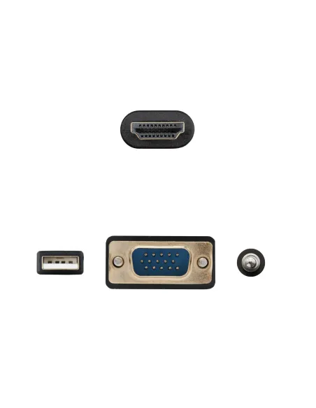Nanocable Conversor unidireccional VGA M + AUDIO M + USB-A M (para alimentación) a HDMI M, Negro, 1.8m