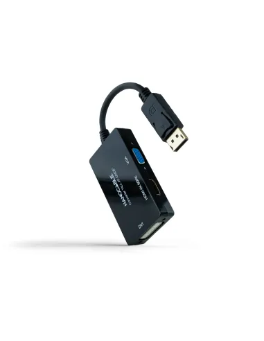 Nanocable Conversor DISPLAYPORT a HDMI DVI VGA, 20 cm, Negro