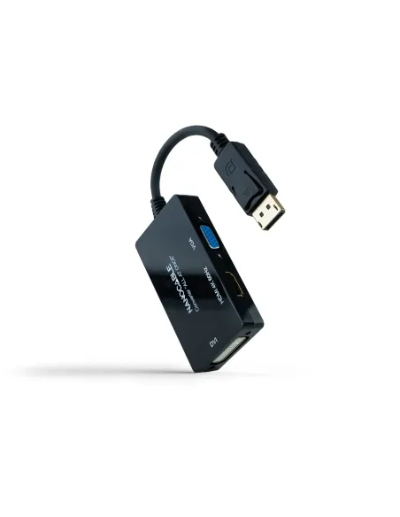 Nanocable Conversor DISPLAYPORT a HDMI DVI VGA, 20 cm, Negro