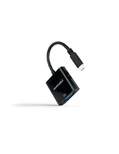 Nanocable Conversor USB-C a VGA, USB-C M-VGA H, Negro, 10 cm