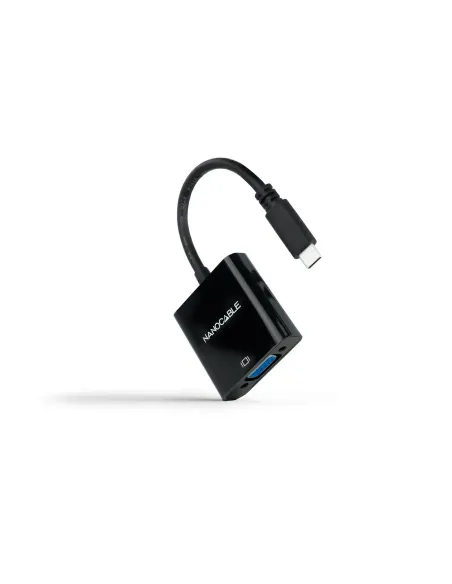 Nanocable Conversor USB-C a VGA, USB-C M-VGA H, Negro, 10 cm