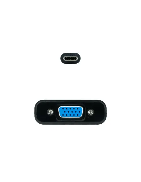 Nanocable Conversor USB-C a VGA, USB-C M-VGA H, Negro, 10 cm
