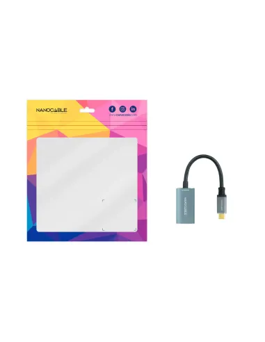 Nanocable Conversor USB-C a DisplayPort 8K Aluminio, 15 cm, Gris