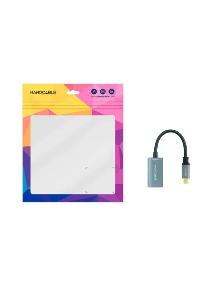 Nanocable Conversor USB-C a DisplayPort 8K Aluminio, 15 cm, Gris