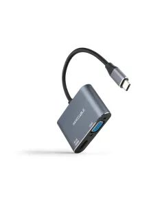 Nanocable Conversor USB-C a HDMI VGA 15 cm, Gris