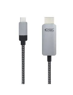 Nanocable 10.15.5103 adaptador de cable de vídeo 3 m USB Tipo C HDMI Aluminio, Negro 2
