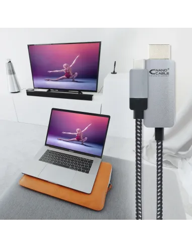 Nanocable 10.15.5103 adaptador de cable de vídeo 3 m USB Tipo C HDMI Aluminio, Negro