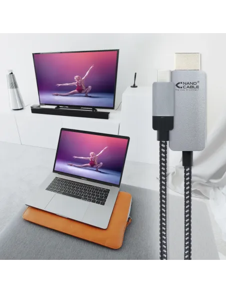 Nanocable 10.15.5103 adaptador de cable de vídeo 3 m USB Tipo C HDMI Aluminio, Negro