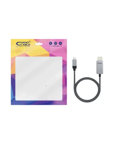 Nanocable 10.15.5103 adaptador de cable de vídeo 3 m USB Tipo C HDMI Aluminio, Negro
