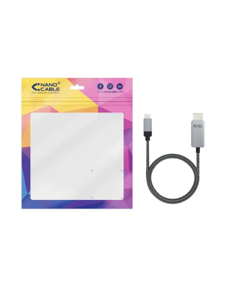 Nanocable 10.15.5103 adaptador de cable de vídeo 3 m USB Tipo C HDMI Aluminio, Negro