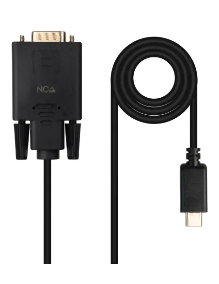 Nanocable Cable Conversor USB-C M a VGA M, 1.8 m, Negro