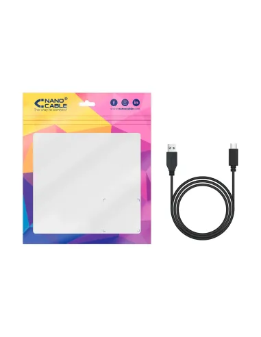 Nanocable Cable USB 3.1, Gen2 10 Gbps 3A, tipo USB-C M-A M, Negro, 2 m