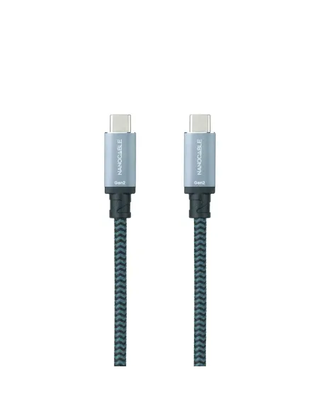 Nanocable Cable USB 3.1 Gen2 10Gbps 5A, 4K 60Hz, USB-C M-USB-C M, Gris Negro, 1.5 m