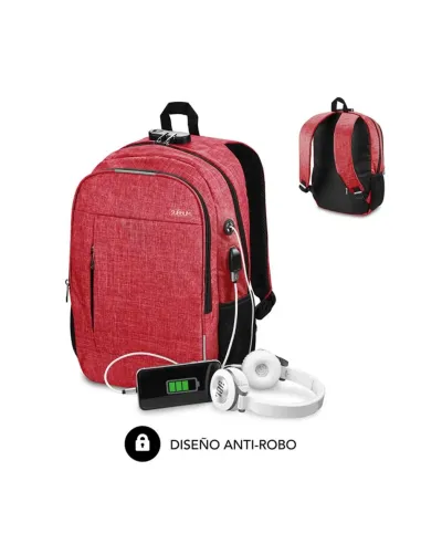 Mochila subblim urban lock backpack para portatil 16pulgadas rojo