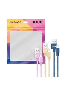 Nanocable 3 Cables Lightning a USB 2.0, Lightning M-USB A M, Rosa, Dorado y Azul Pacífico, 1 m 2