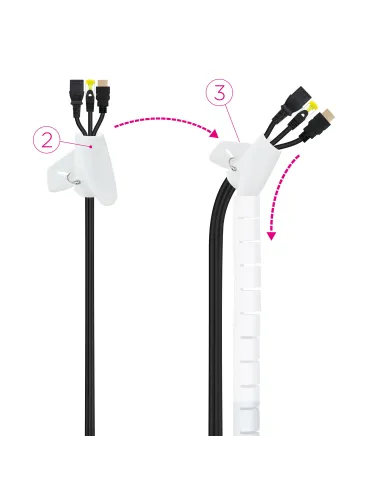 Nanocable Organizador de Cables Flexible 25 mm, Blanco, 3 m