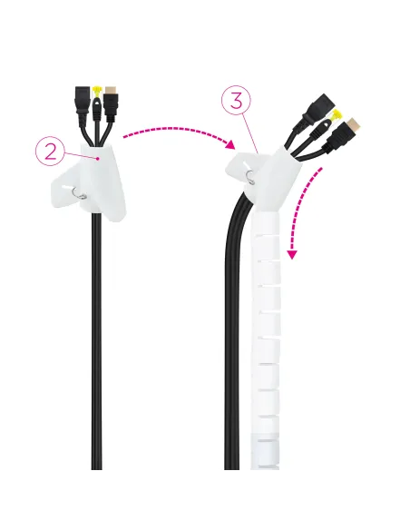 Nanocable Organizador de Cables Flexible 25 mm, Blanco, 3 m