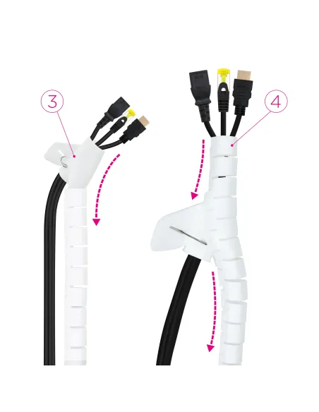 Nanocable Organizador de Cables Flexible 25 mm, Blanco, 3 m