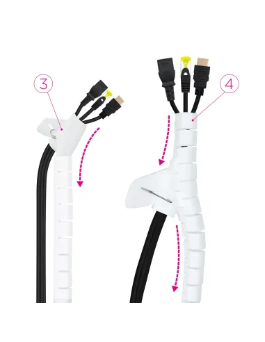 Nanocable Organizador de Cables Flexible 25 mm, Blanco, 1 m